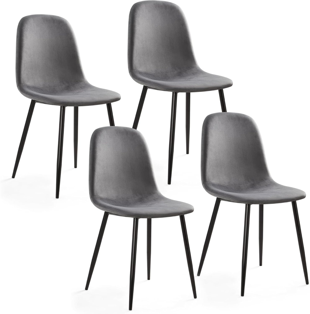 Mondeer Esszimmerstühle 4er Set, Samt Küchenstuhl mit Rückenlehne und Polsterung, Modernes, für Esszimmer Küche Wohnzimmer, Grau Bild 1