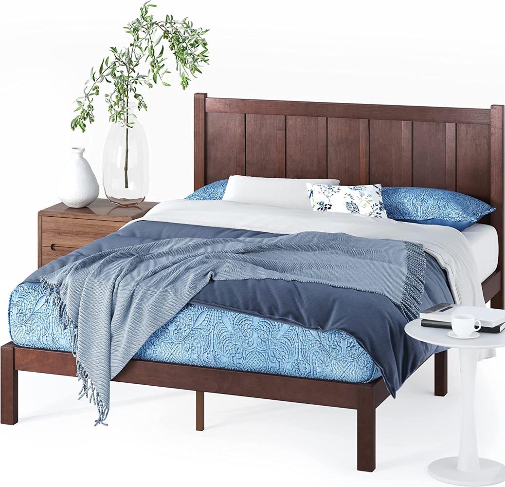 Zinus Adrian Holz rustikaler Stil Plattformbett mit Kopfteil / Keine Boxspring erforderlich/ Stabiler Holzlattenrost/ Schnelle, einfache Montage/ 100 x 200 cm Bild 1