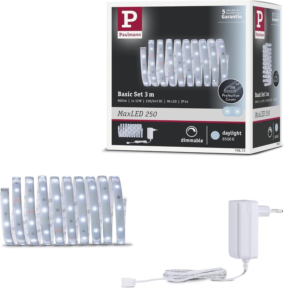 Paulmann No. 79873 MaxLED 250 Basisset beschichtet 3m IP44 Tageslichtweiß Protect Cover Bild 1