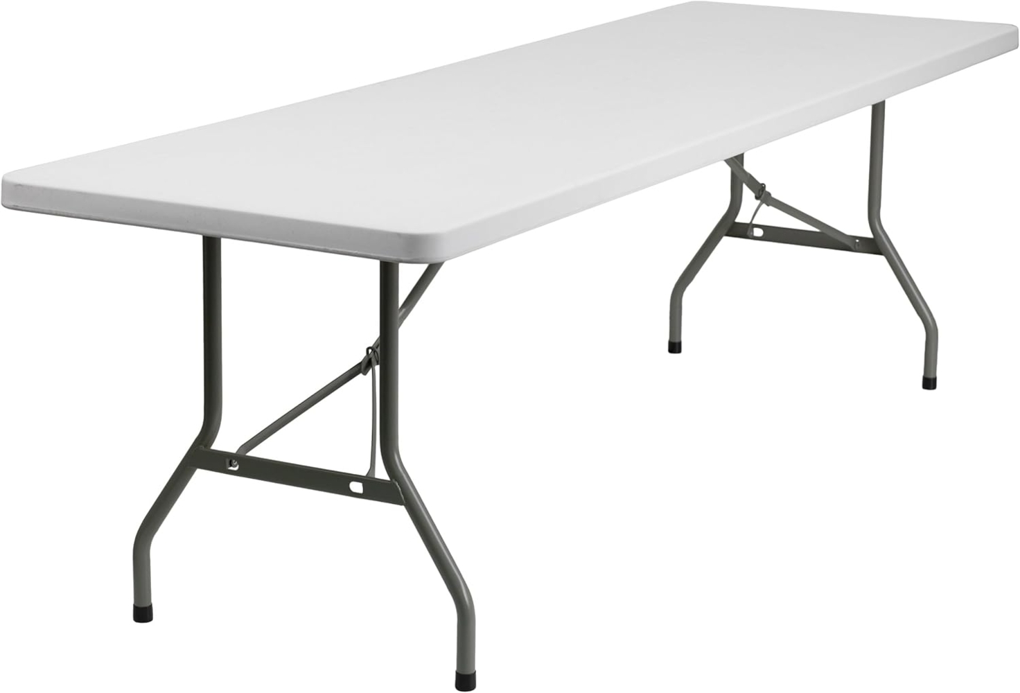 Flash Furniture Elon Rechteckiger Veranstaltungstisch für alle Anlässe, Kunststoff, faltbar, tragbar, für Veranstaltungen im Innen- und Außenbereich, 2,4 m, Weiß Bild 1