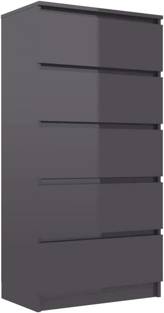 vidaXL Sideboard mit 5 Schubladen Kommode Anrichte Schubladenschrank Mehrzweckschrank Schrank Schlafzimmer Hochglanz-Grau 60 x 35 x 121 cm Spanplatte Bild 1