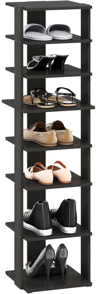Furinno Compact 8-stufiger, vertikaler, platzsparender, freistehender Schuhturm, Schuhregal für den Eingangsbereich, Espresso Bild 1