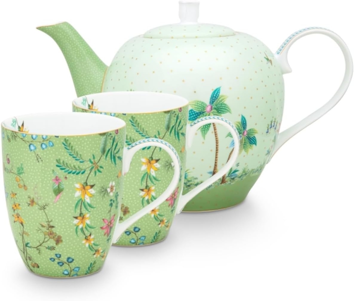 PIP STUDIO Jolie Flowers Green Teeset groß Set3 Bild 1