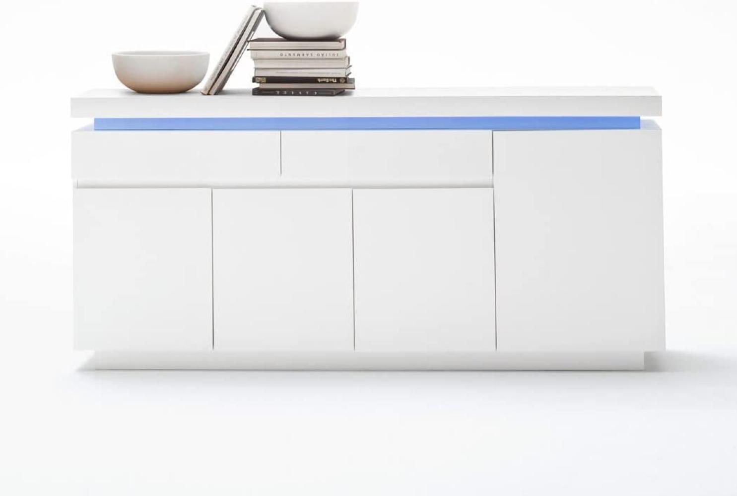 Sideboard Odin 175 x 81 x 40 cm Hochglanz weiß LED Beleuchtung Anrichte Bild 1