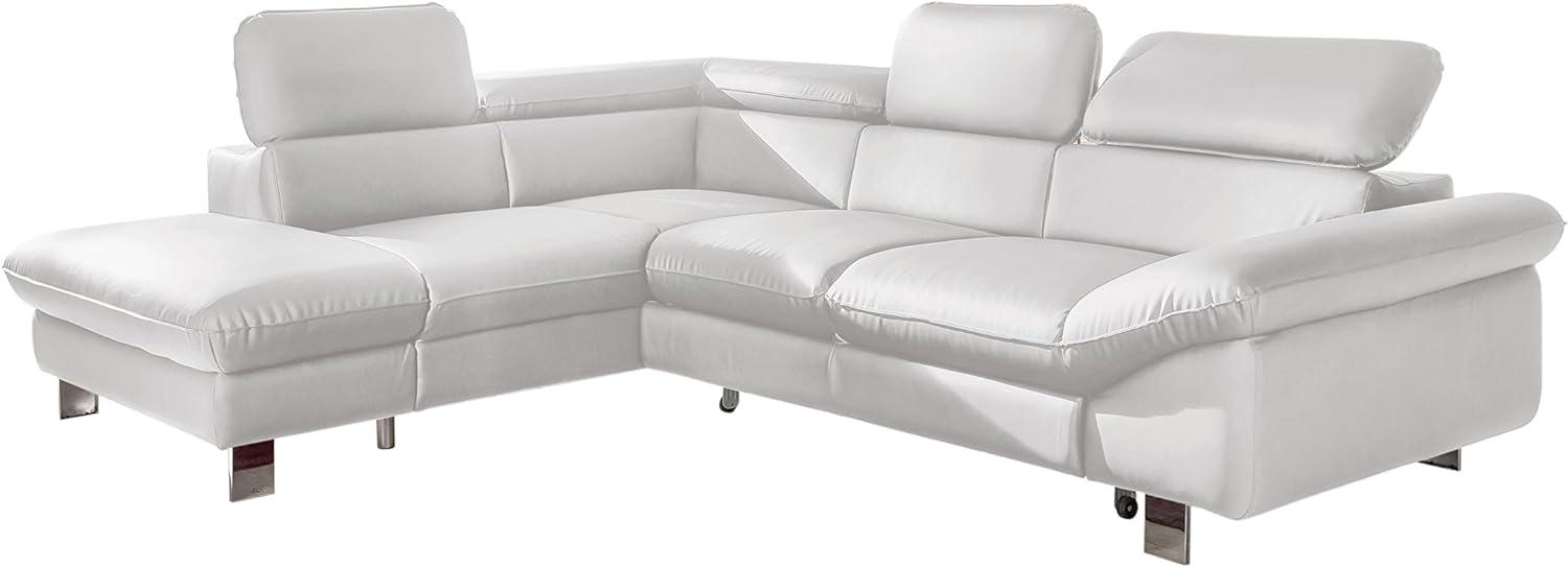 Mivano Ecksofa Driver in modernem Design / Ledersofa in L-Form mit Ottomane links / Inkl. verstellbare Kopfstützen / 266 x 73 x 214 / Kunstleder weiß Bild 1