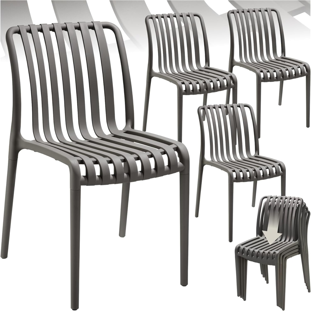 tectake Gartenstuhl Balkonstuhl Alcudia, wetterfest und UV-beständig, stapelbar (Set, 4 St), Wetterfester, robuster und langlebiger Kunststoff Bild 1