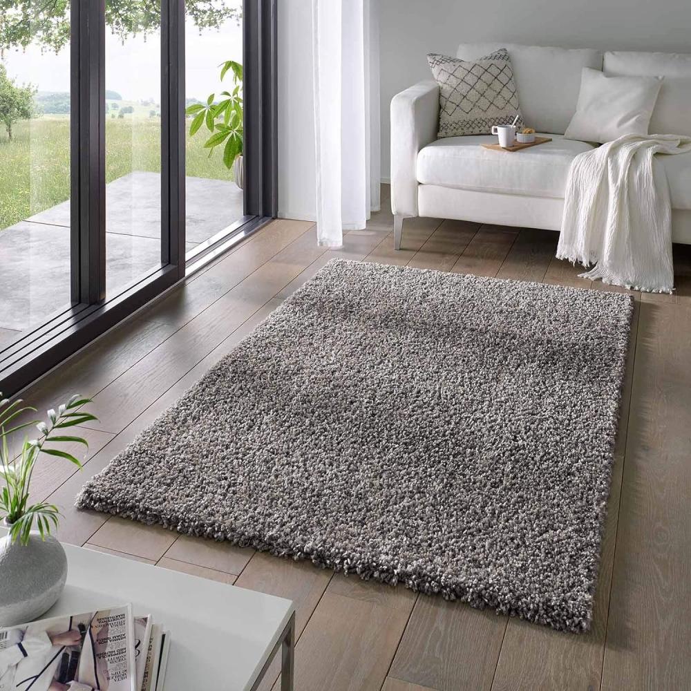 Taracarpet Shaggy Teppich Wohnzimmer Venezia Hochflor Langflor Teppiche modern Anthrazit 160x230 cm Bild 1