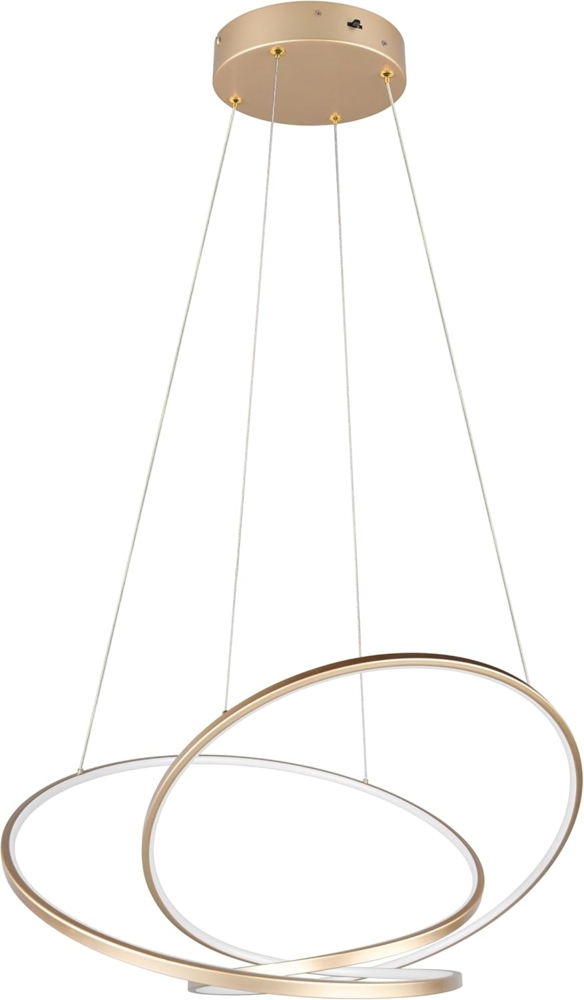 Große dimmbare LED Pendelleuchte DARVIN in Gold, Breite 84cm Bild 1