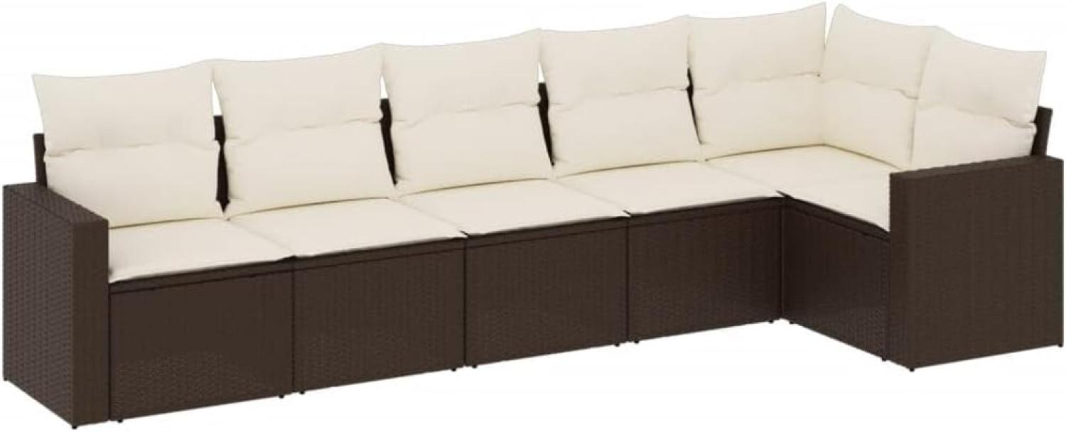 vidaXL 6-tlg. Garten-Sofagarnitur mit Kissen Braun Poly Rattan 3251330 Bild 1