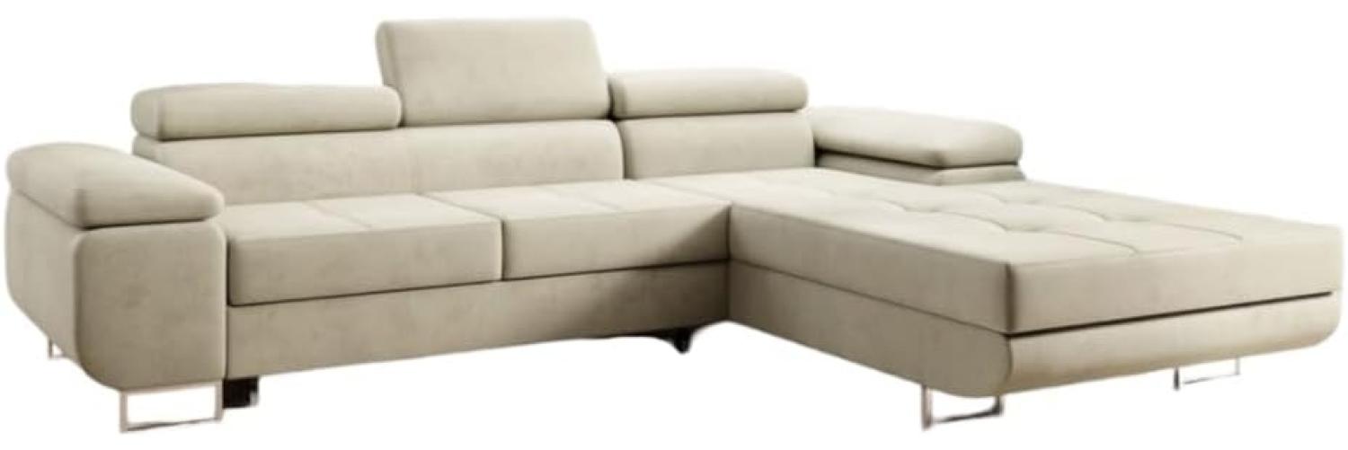 Designer Sofa Calvera mit Schlaf- und Klappfunktion (Samt) Sand Rechts Bild 1