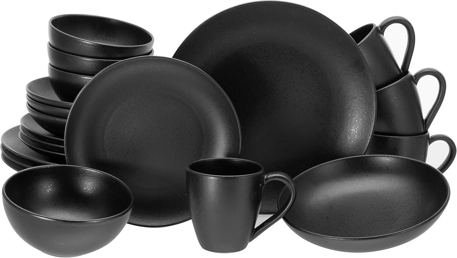 CreaTable 16815 Kombiservice Magic Black für 4 Personen, Steinzeug, schwarz (1 Set, 20-teilig) Bild 1