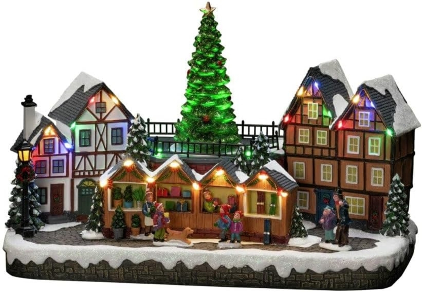 Konstsmide LED Szenerie Weihnachtsmarkt, mit Musik, 28 Dioden, 4,5V Innentrafo/batteriebetrieben, schwarzes Kabel - 4236-000, Bunt Bild 1