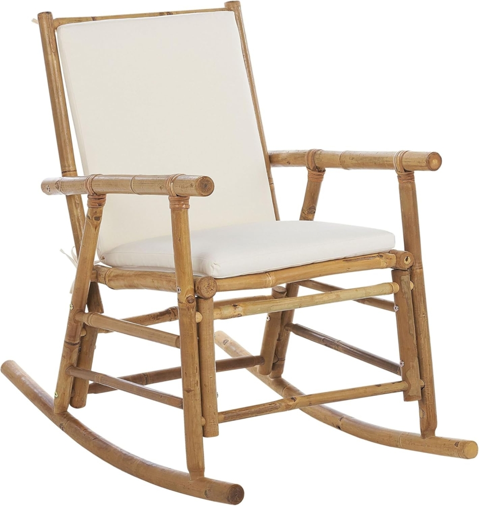 Garten-Schaukelstuhl FRIGOLE Bambusholz Heller Holzfarbton Bild 1