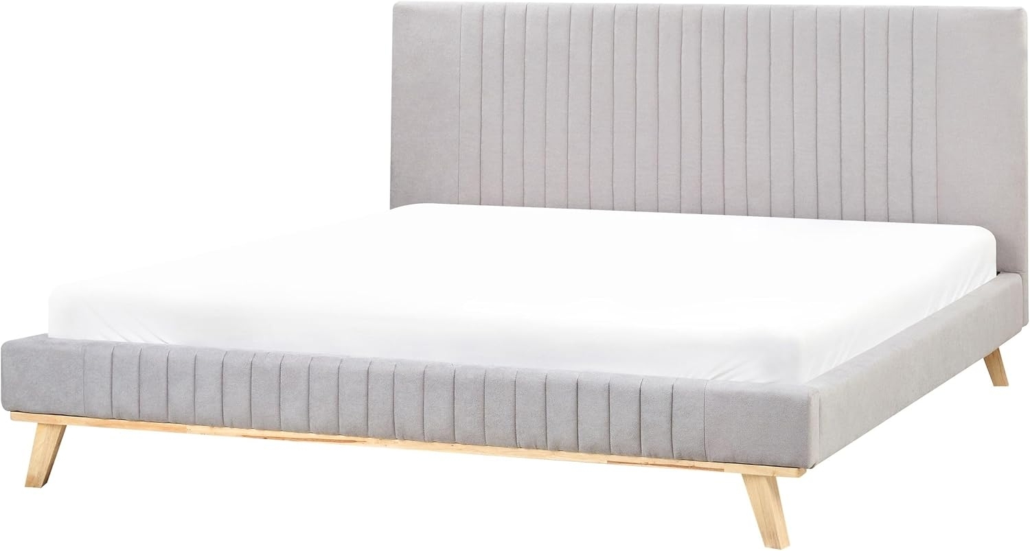 Bett mit Lattenrost Chenillegewebe TALENCE 180 x 200 cm Hellgrau Bild 1