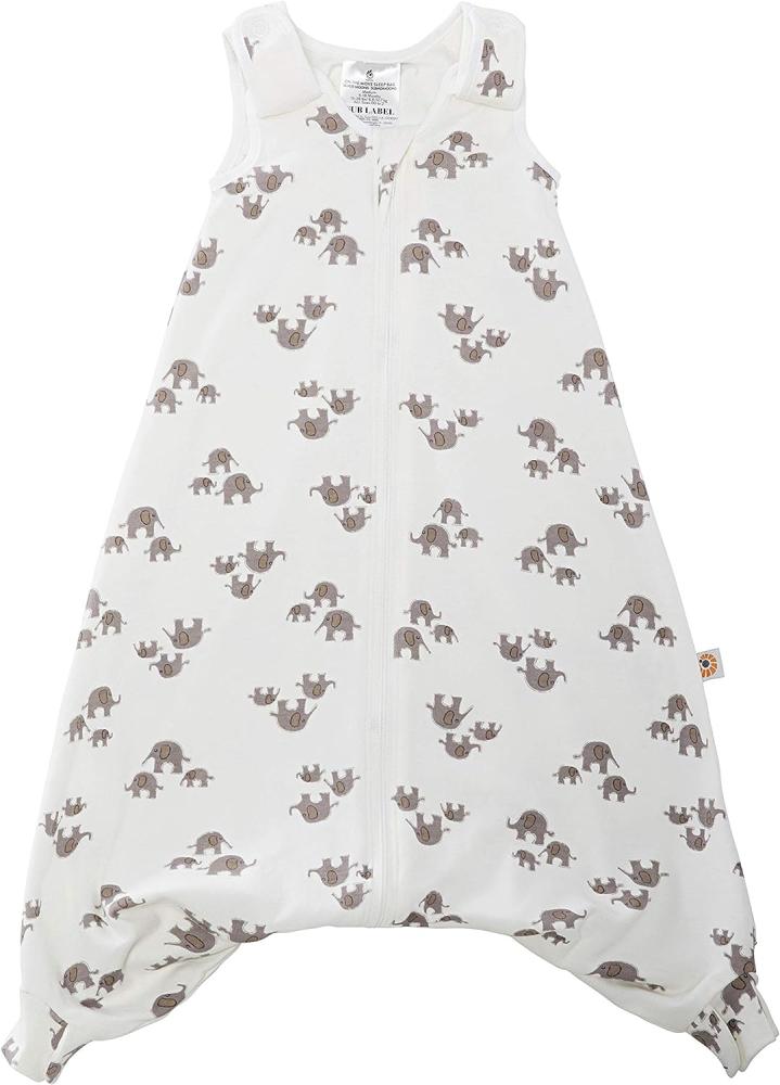 Ergobaby Baby-Schlafsack Sommer mit Füßen Gurtschlitz 6-18 Monate 0.5 TOG Baumwolle, Sommerschlafsack On The Move Elephant Bild 1