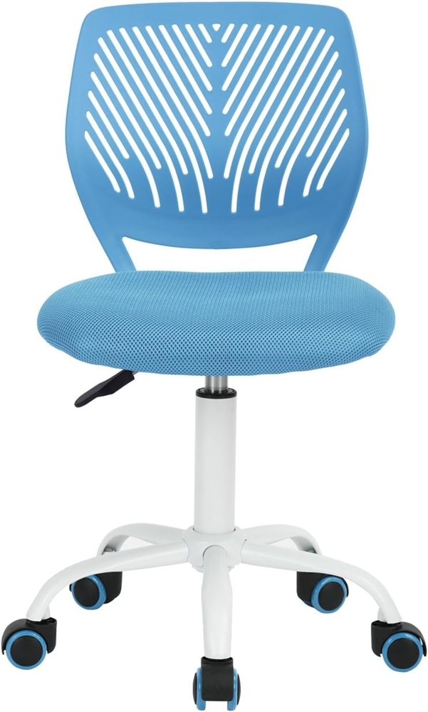 FurnitureR Moderner Bürostuhl, Computersitz, verstellbar, Drehstuhl ohne Armlehne, Arbeitszimmer für Kinder, Büro, Zuhause, Blau, Metall, 38.5CM x40CM x75-87CM Bild 1