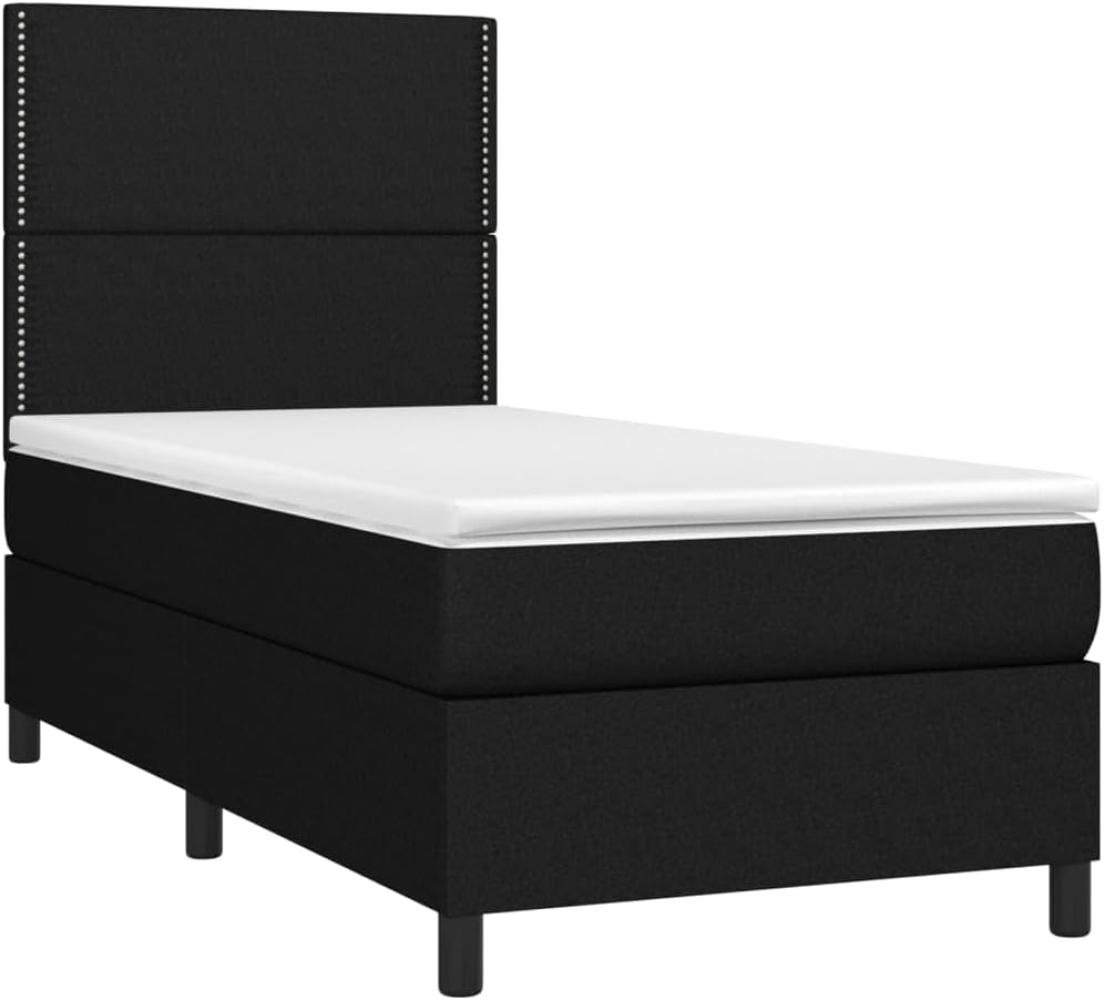 vidaXL Boxspringbett mit Matratze Schwarz 80x200 cm Stoff, Härtegrad: H2 [3141651] Bild 1