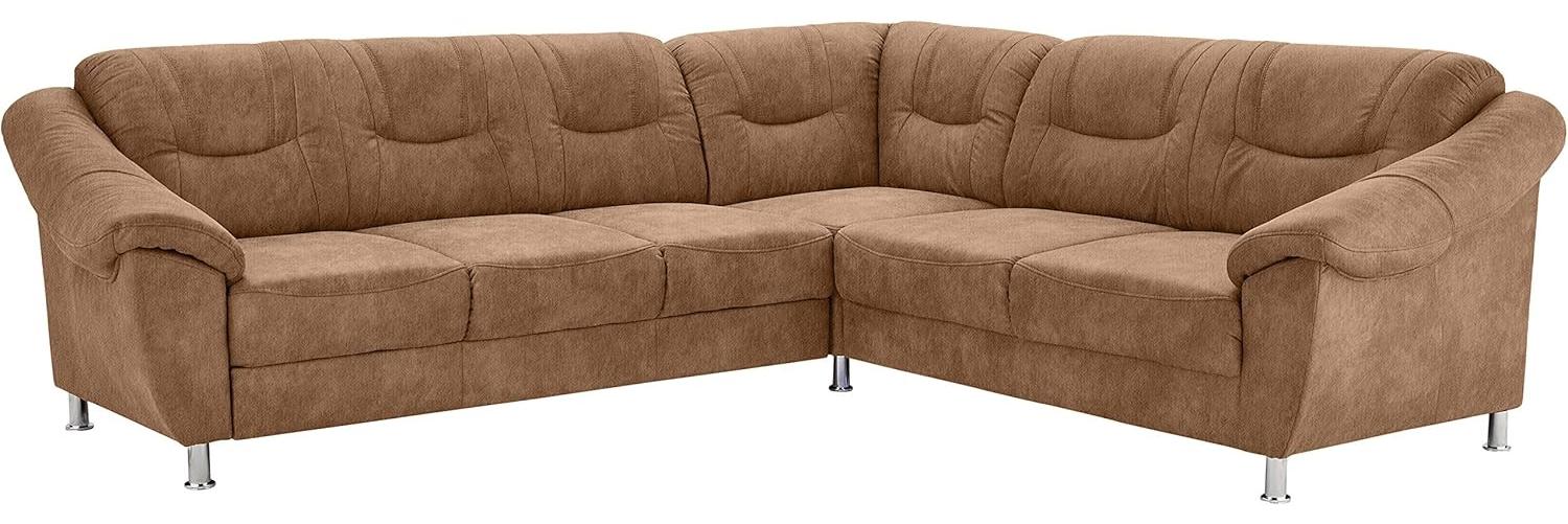 Cavadore Ecksofa Salisa mit Federkern / Polsterecke im klassischen Design / 264 x 86 x 244 / Mikrofaser Beige Bild 1