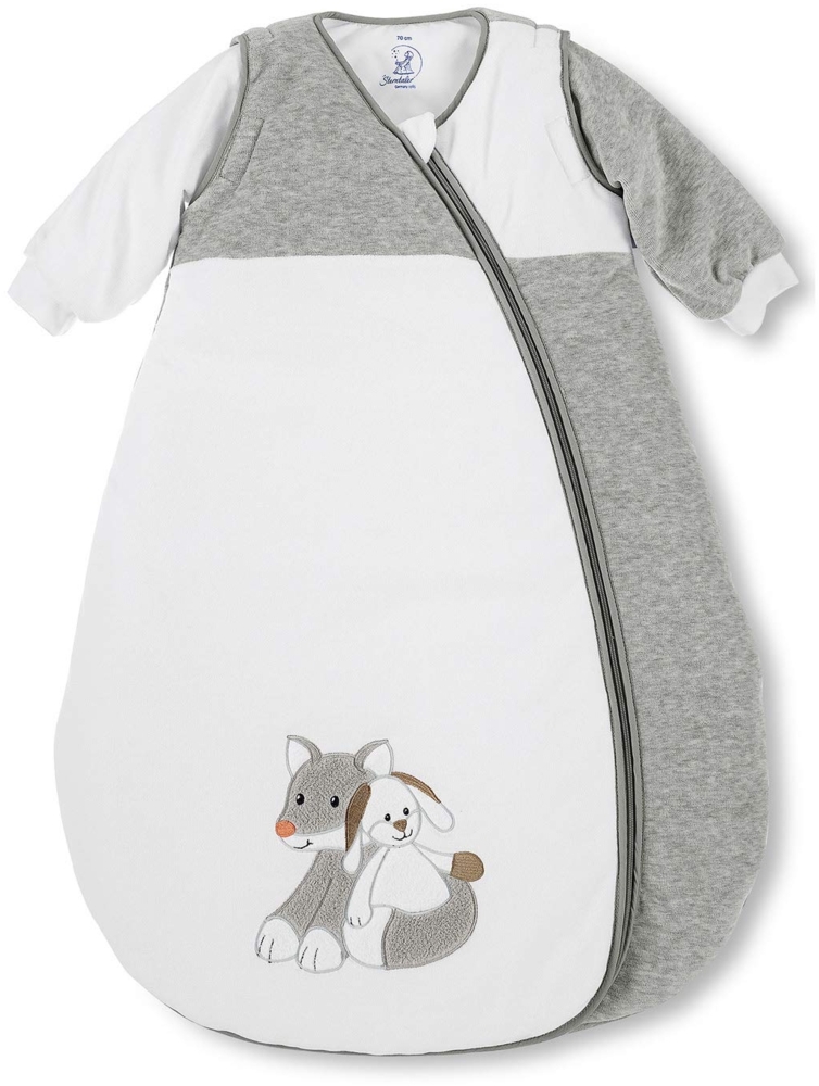 Sterntaler Schlafsack für Kleinkinder, Abnehmbare Ärmel, Wärmeregulierung, Reißverschluss, Größe: 70, Waldis, Weiß/Grau Bild 1
