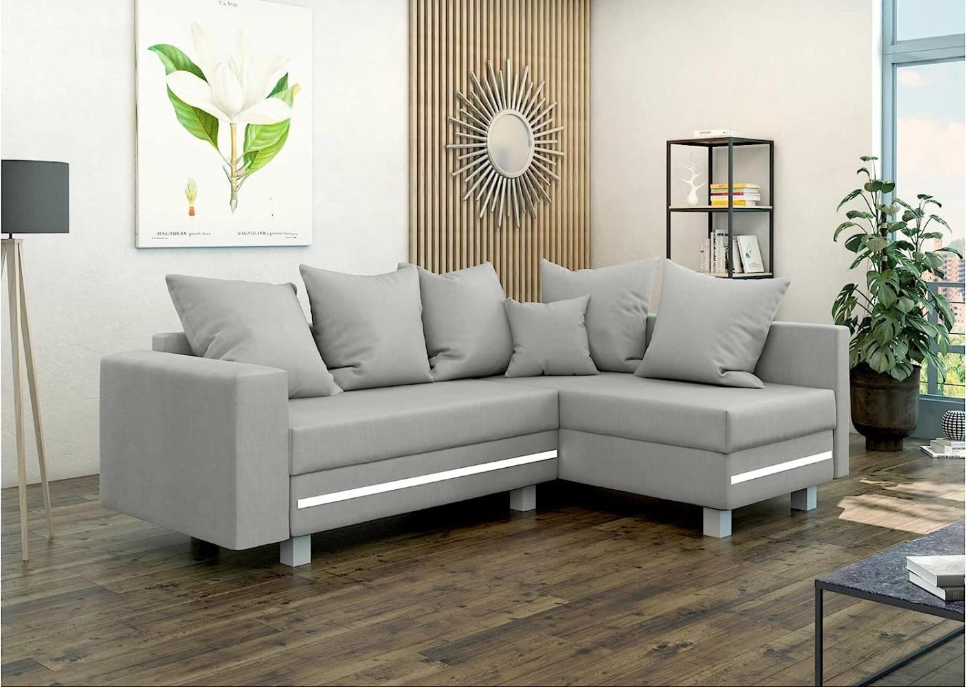 Stylefy Morgan Ecksofa Strukturstoff LARS Hellgrau Rechts Bild 1