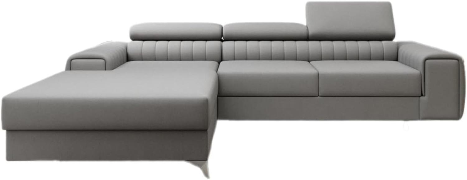 Designer Sofa Melinda mit Schlaf- und Klappfunktion Stoff Grau Links Bild 1