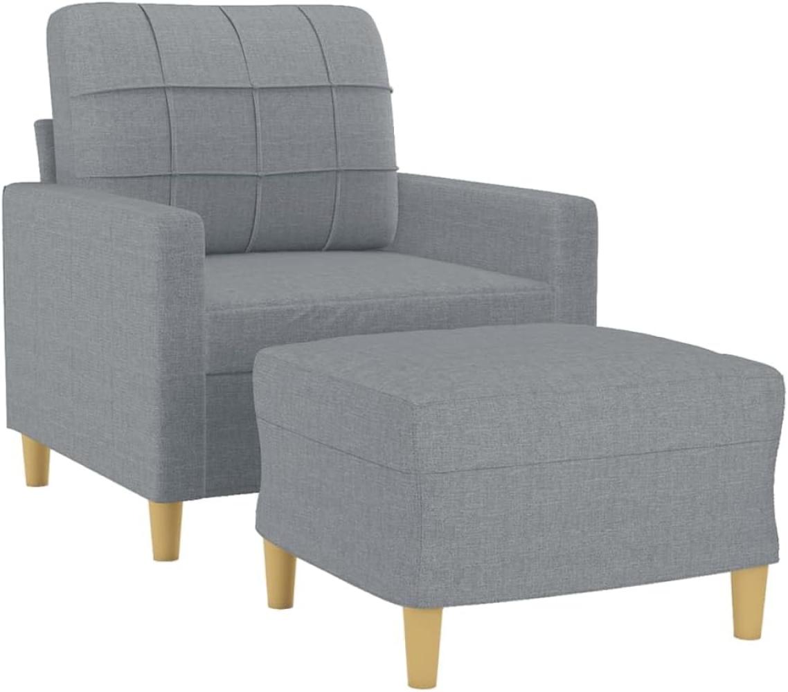 Sessel mit Hocker Hellgrau 60 cm Stoff (Farbe: Grau) Bild 1