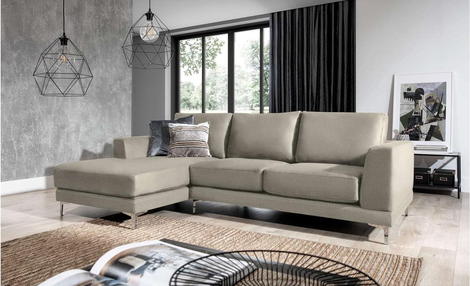 Stylefy Aria Ecksofa Strukturstoff INARI Beige Links Bild 1