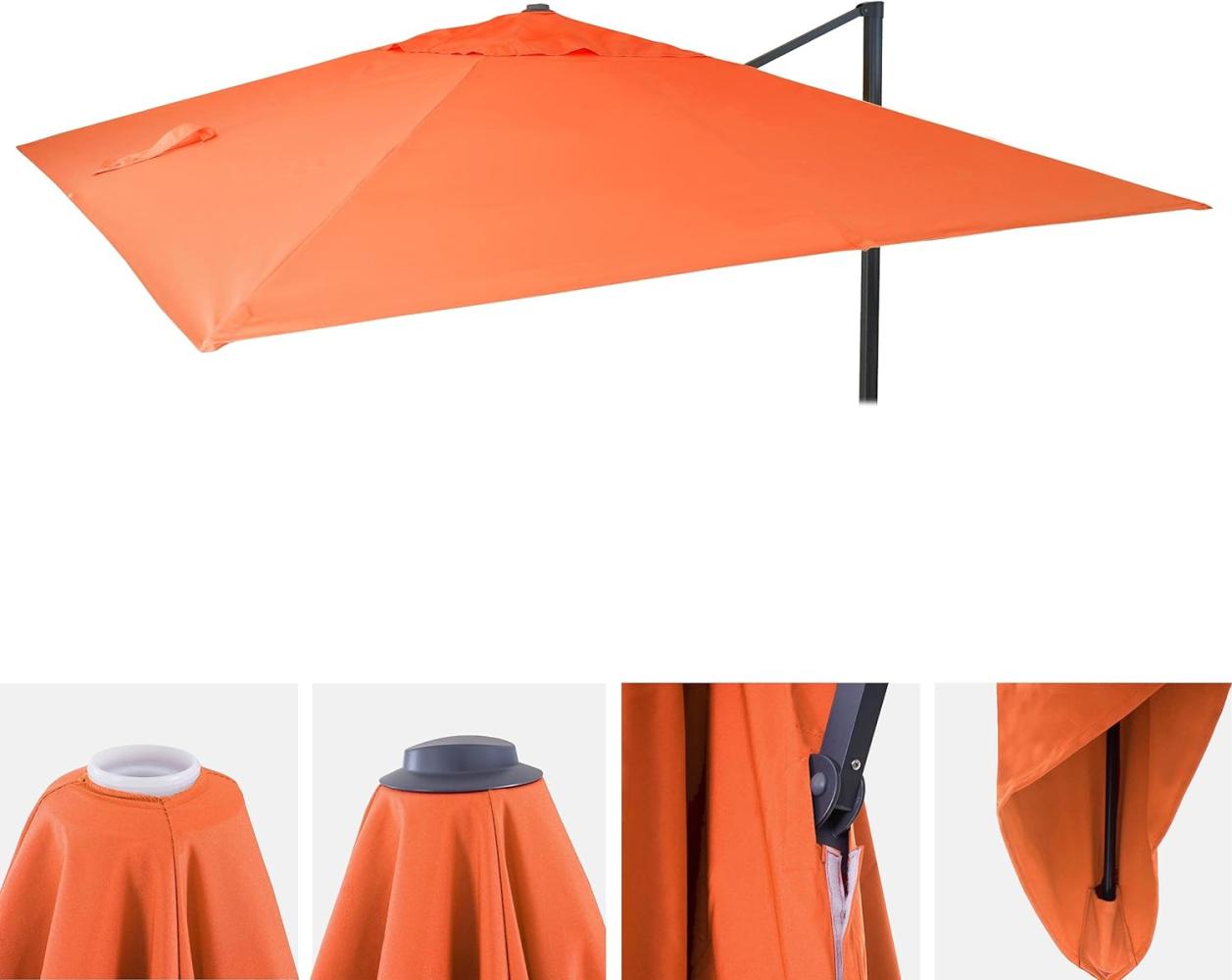 Ersatz-Bezug für Luxus-Ampelschirm HWC-A96, Sonnenschirmbezug Ersatzbezug, 3x3m (Ø4,24m) Polyester 2,7kg ~ terracotta Bild 1