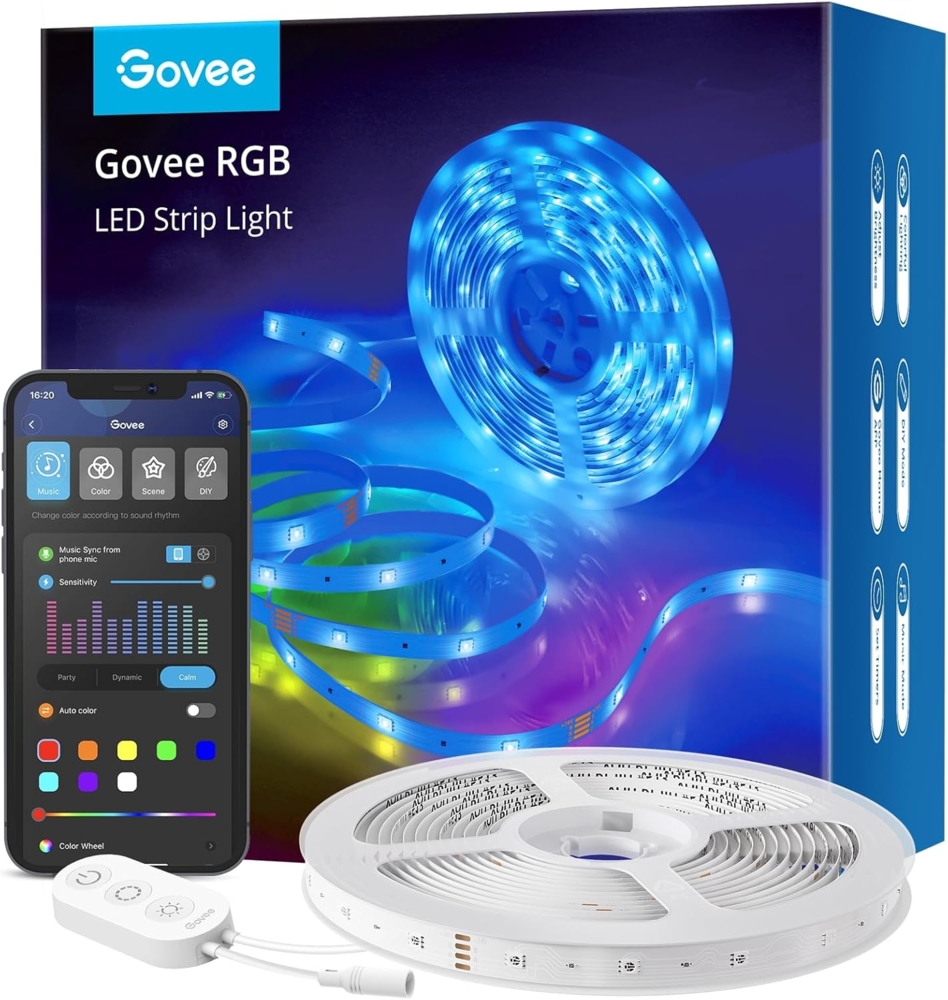Govee WiFi LED Strip 5m, Smart RGB LED Streifen, App-steuerung, Musik Sync, Funktioniert mit Alexa und Google Assistant, Farbwechsel DIY Deko für Schlafzimmer Wohnzimmer Bild 1
