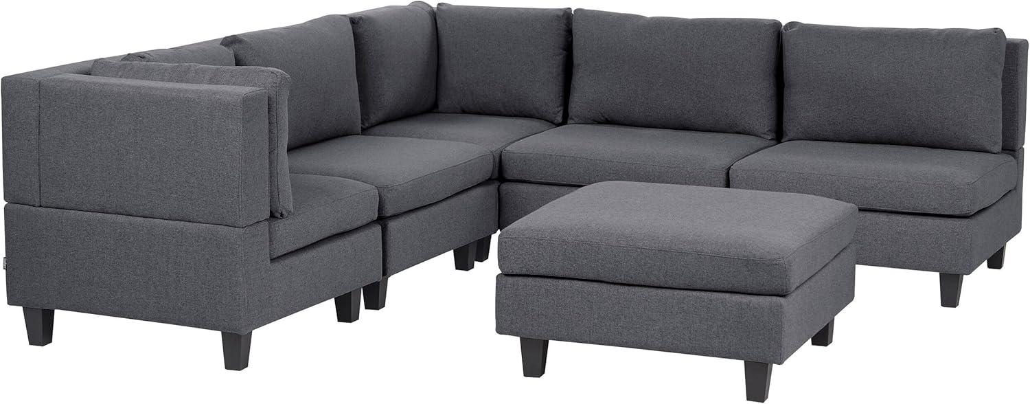 Beliani 'Unstad' Sofa, Dunkelgrau, Stoff, 72 x 228 x 228 cm, mit Ottomane, Rechts Bild 1