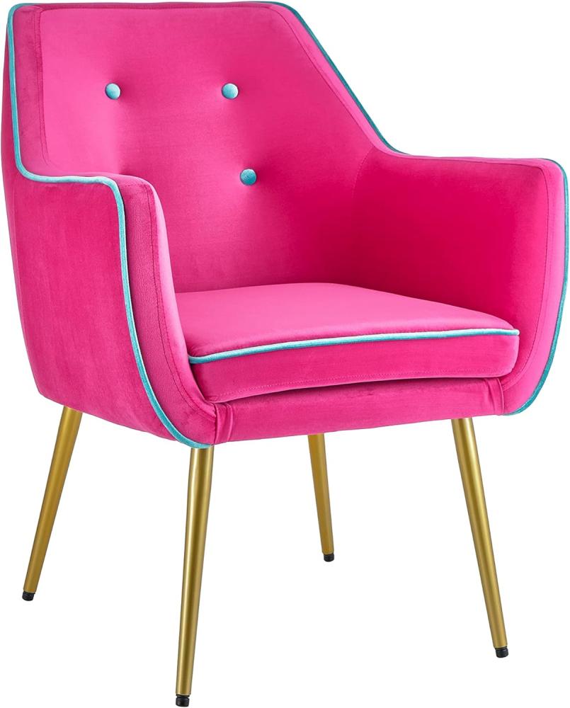 Baroni Home Sessel, Eisen Gummi, Fuchsia Türkis Rand, 65x65x85cm Bild 1