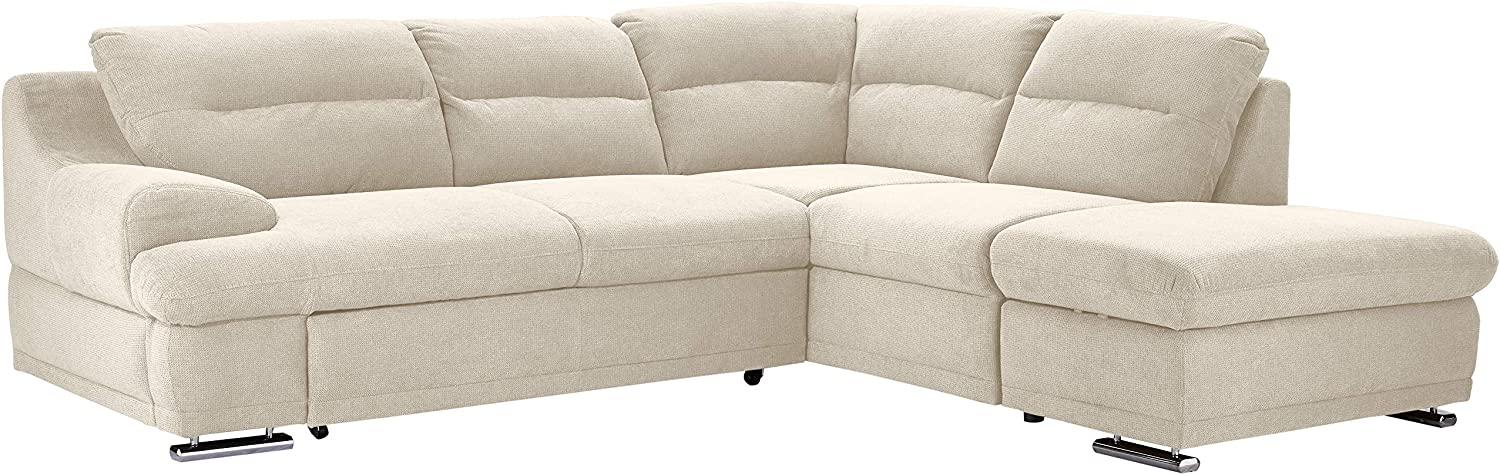 Mivano Ecksofa Coast / Große Schlafcouch in L-Form mit Ottomane rechts, Inkl. Bettfunktion und Stauraum, 264 x 88 x 217, Mikrofaser: beige Bild 1