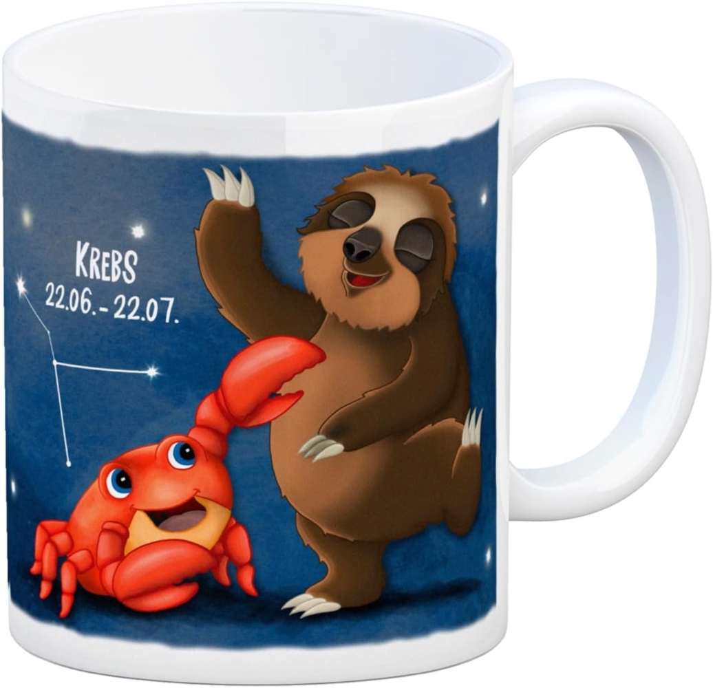 speecheese Tasse Kaffeebecher mit Faultier Sternzeichen Krebs Motiv Becher Tasse Bild 1