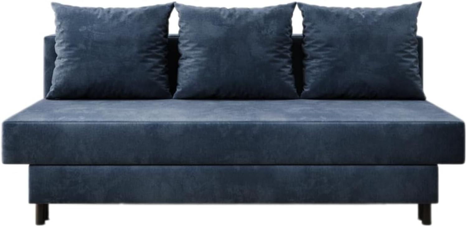 Designer Sofa Lino mit Schlaffunktion Samt Blau Bild 1