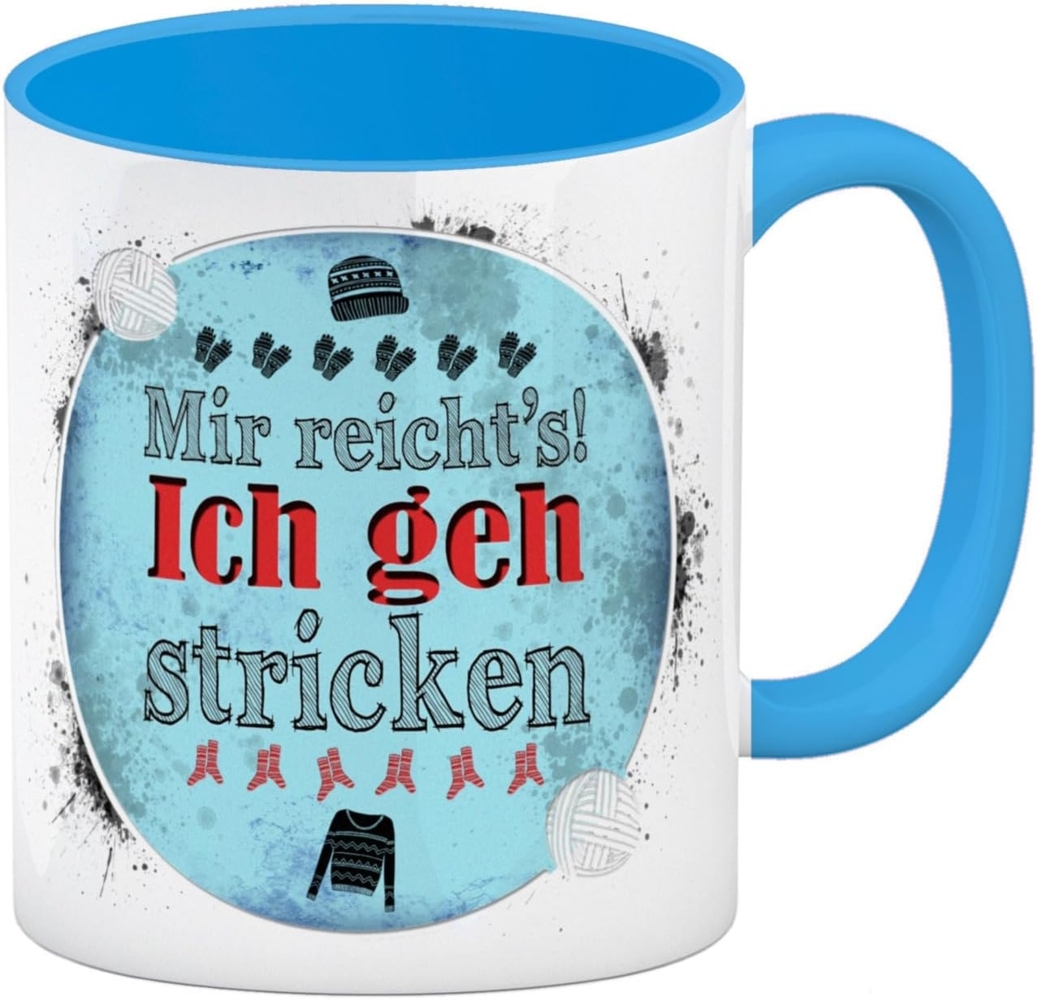speecheese Tasse Mir reicht's! Ich geh stricken Kaffeebecher Henkel und Innenseite Bild 1
