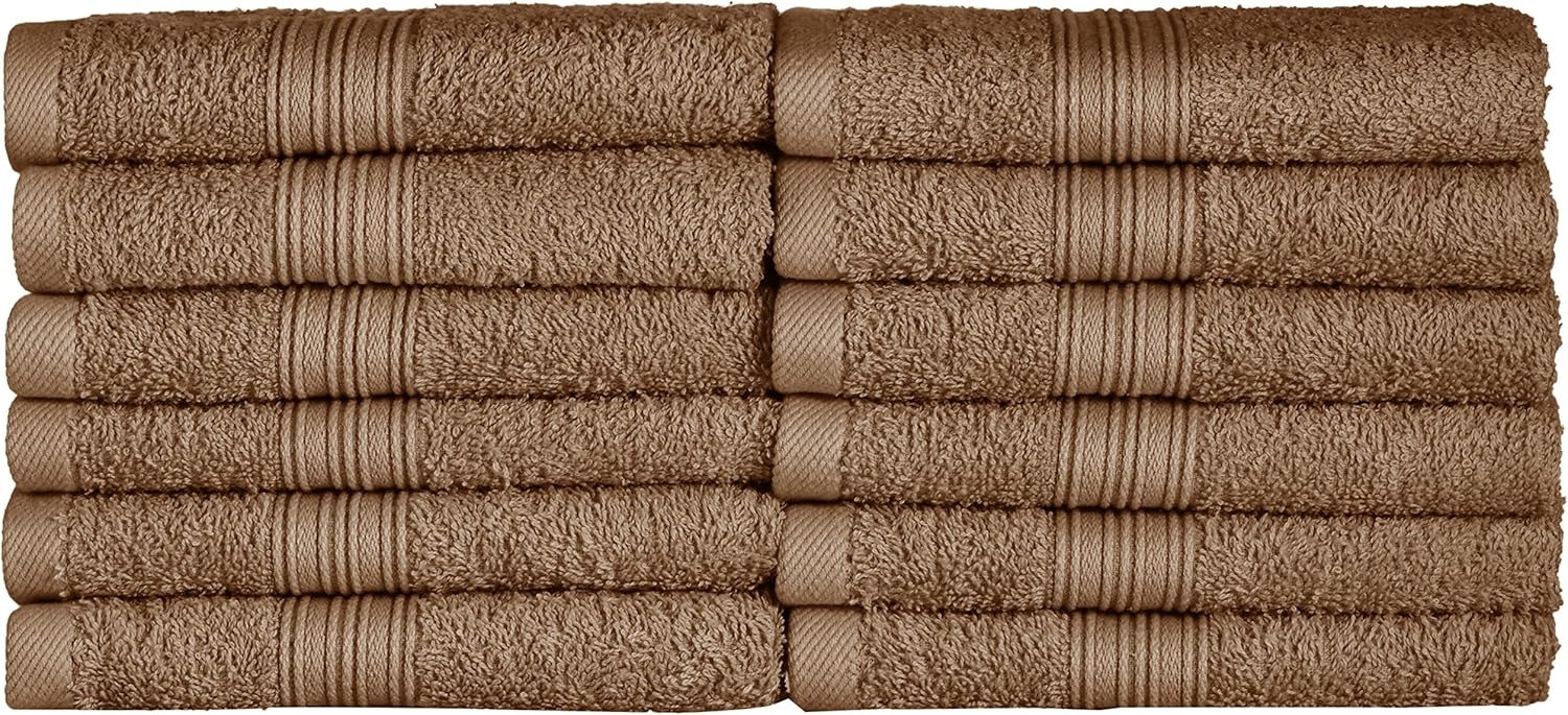 NatureMark 12er Pack Gästetücher Premium Qualität 30x50 cm GÄSTEHANDTUCH Frottiertuch-Set 100% Baumwolle Farbe: Sand/Beige Bild 1