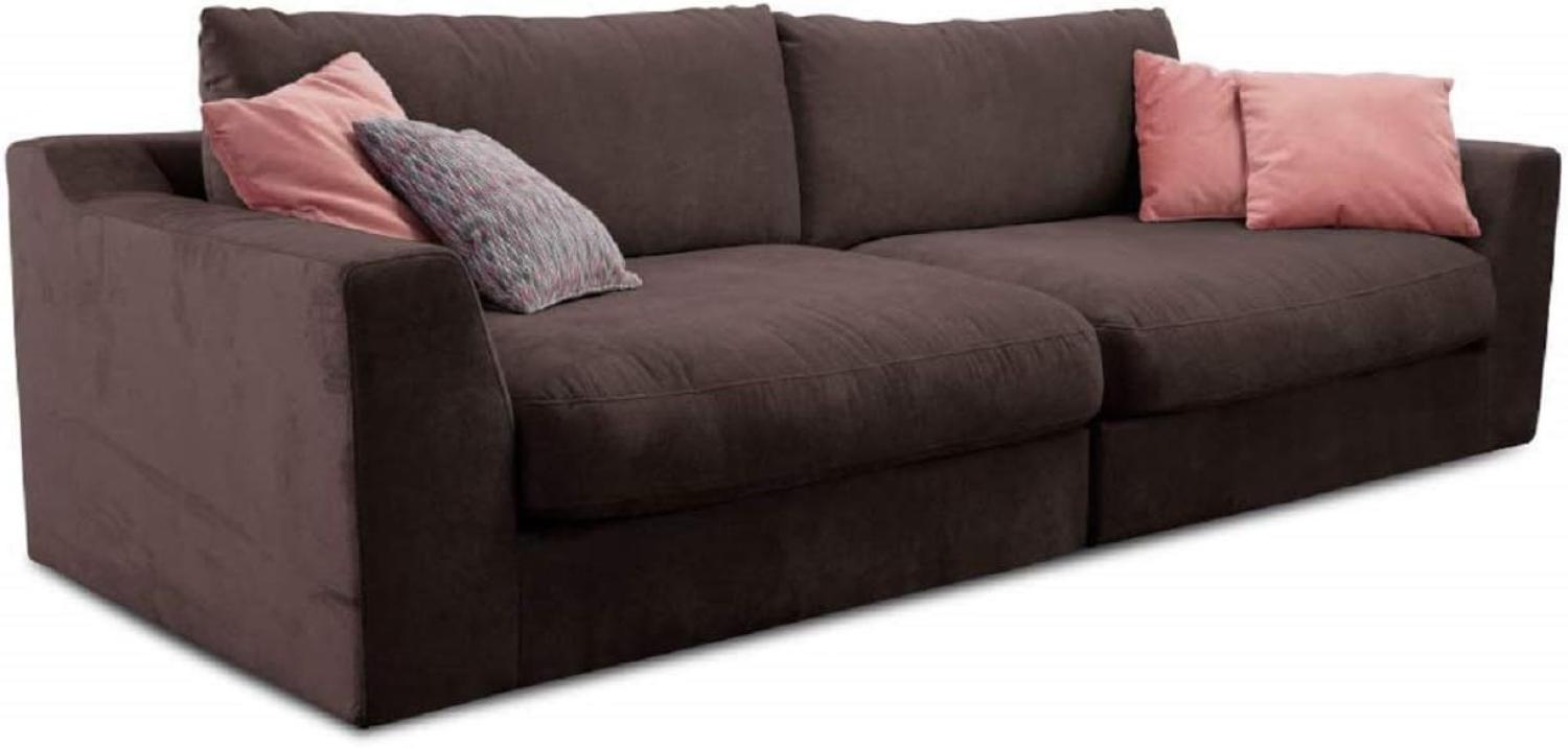 Cavadore Big Sofa Fiona / Große Couch inkl. Rückenkissen im modernen Design / 274 x 90 x 112 / Webstoff dunkelbraun Bild 1