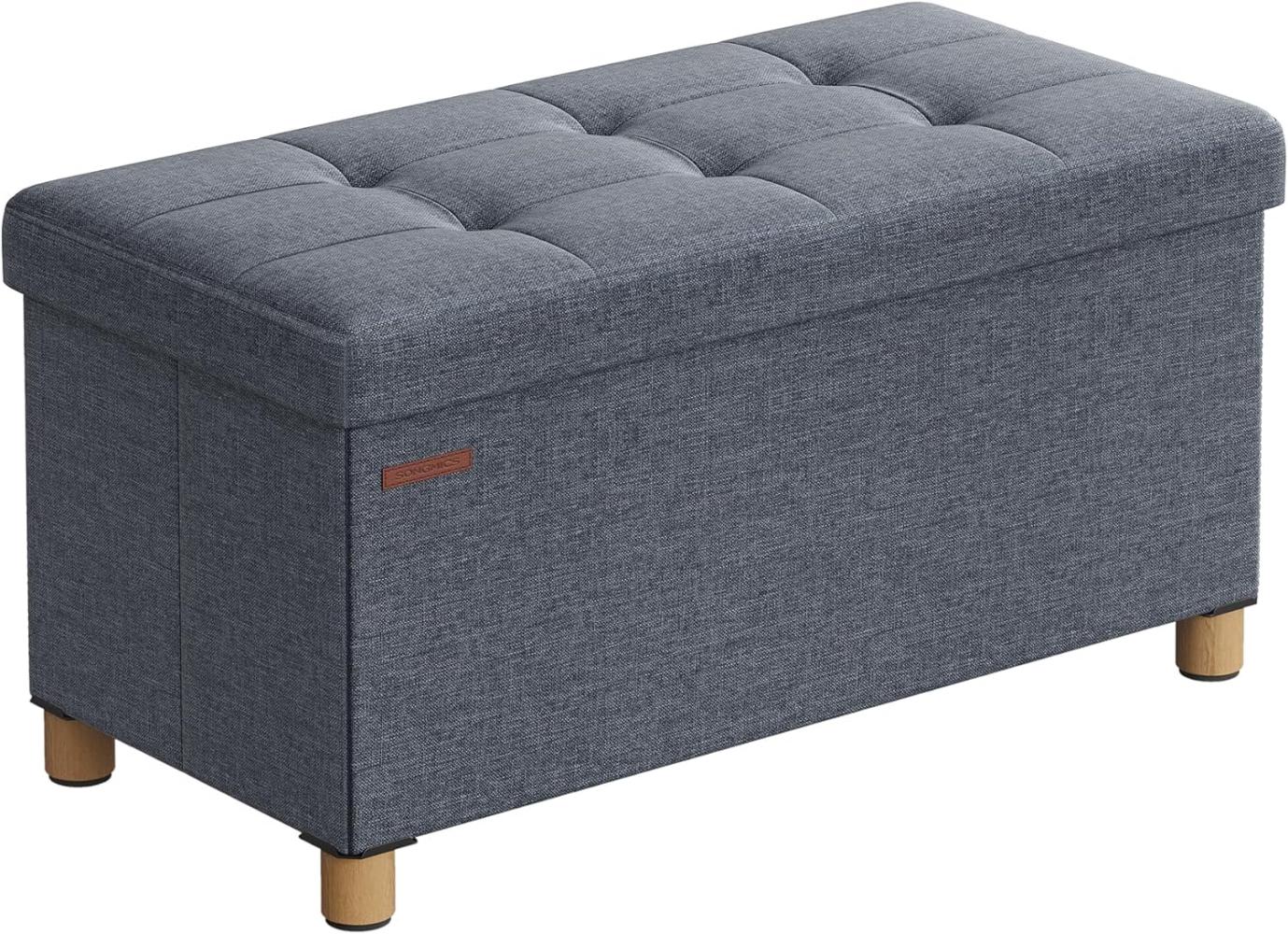 Songmics Sitzbank mit Stauraum, Schuhbank, klappbare Sitztruhe, Aufbewahrungsbox, Fußbank, 38 x 76 x 40 cm, für Wohnzimmer, Schlafzimmer, helldenimblau LSF016Q11 Bild 1