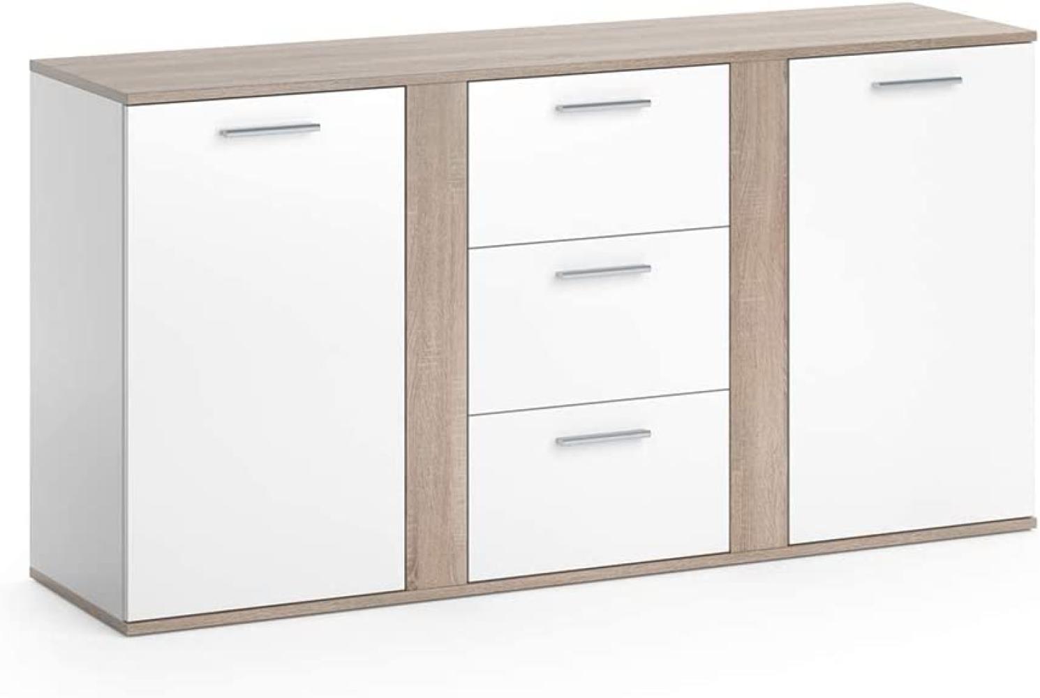 VICCO Sideboard NOVELLI Highboard weiß sonoma Kommode Anrichte Schrank 2 Türen Bild 1