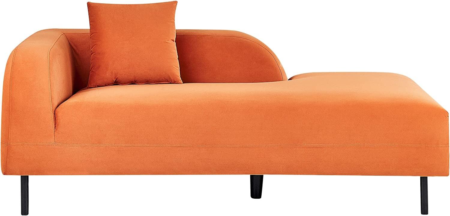 Chaiselongue Samtstoff orange linksseitig LE CRAU Bild 1