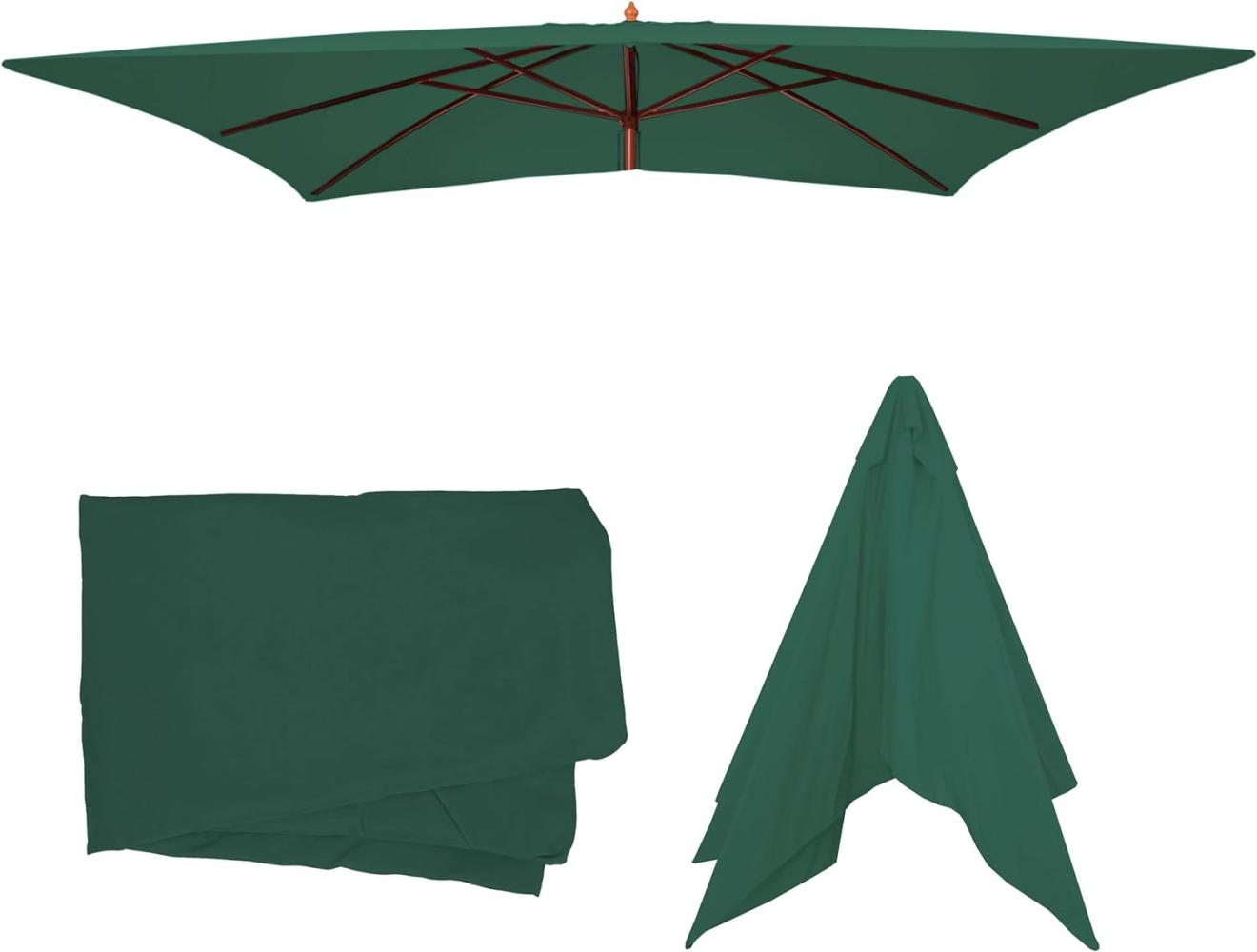 Ersatz-Bezug für Sonnenschirm Florida 3x4m, Sonnenschirmbezug Ersatzbezug, Polyester ~ grün Bild 1