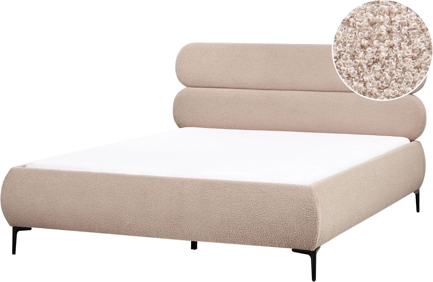 Bett mit Lattenrost Bouclé LESSAY 160 x 200 cm Taupe Bild 1