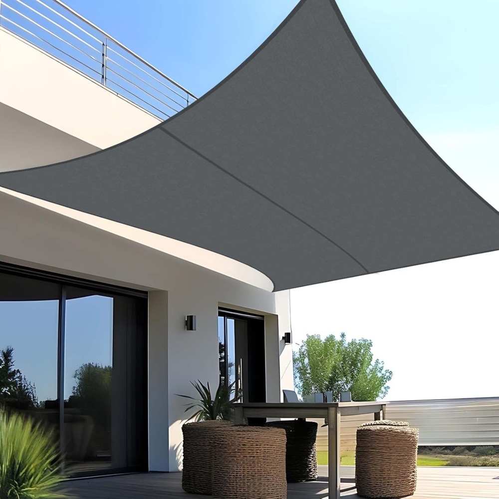 SUNNY GUARD Sonnensegel Rechteckig 2.5x2.5 m Wasserdicht Sonnenschutz Wetterschutz Segel Baldachin UV Schutz für Balkon Terrasse Garten, Grau Anthrazit Bild 1