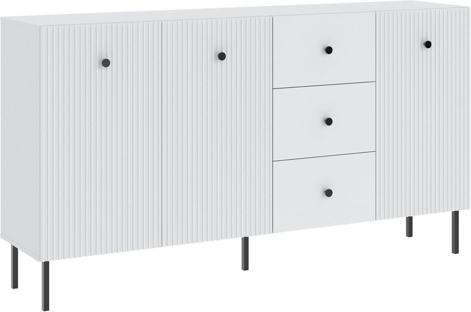 Oggi Neli Moderne Landhausstil Kommode Weiß 178x98x41 cm 3 Türen 3 Schubfächer Płyta Laminowana 16mm - Badezimmer Schrank Schlafzimmer Nachtschrank Bild 1