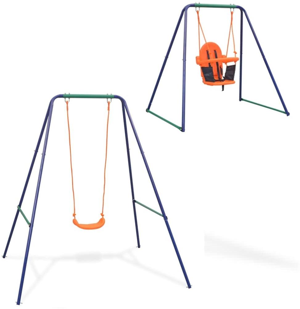 2-in-1 Einzelschaukel und Kleinkinderschaukel Orange Bild 1