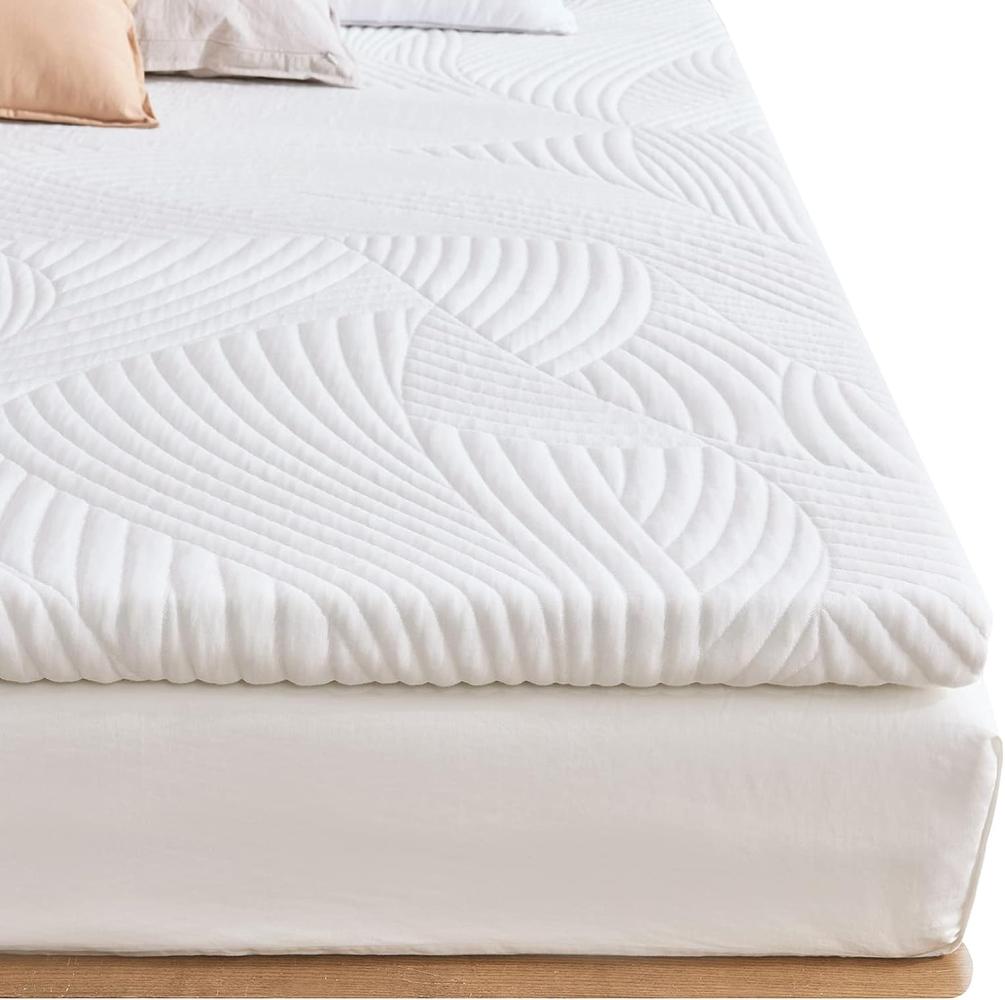 Sweetnight Topper 90x200cm,Matratzen Topper Viscoelastische Matratzenauflage Gelschaum Matratzentopper 90x200,Gel Memory Foam Topper,mit Abnehmbarem und Waschbarem Bezug,5cm Höhe, Weiß Bild 1