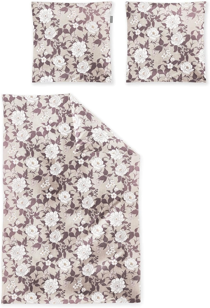 Irisette Feinbiber Bettwäsche Koala 135x200 Blumen Rosen rosa sand 8531-60 Bild 1