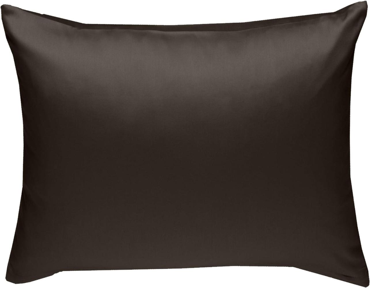 Bettwaesche-mit-Stil Mako-Satin / Baumwollsatin Bettwäsche uni / einfarbig Espresso Braun Kissenbezug 70x90 cm Bild 1