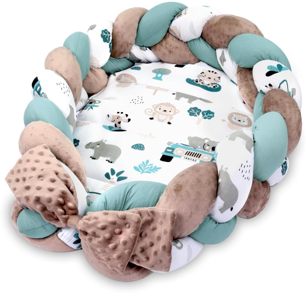 Babynest Neugeborene Nestchen Baby 75x45 cm – Minky Kuschelnest mit Zopf Kissen zerlegbares Set zweiseitig Babynestchen Babybett Afrika Farbton B Bild 1