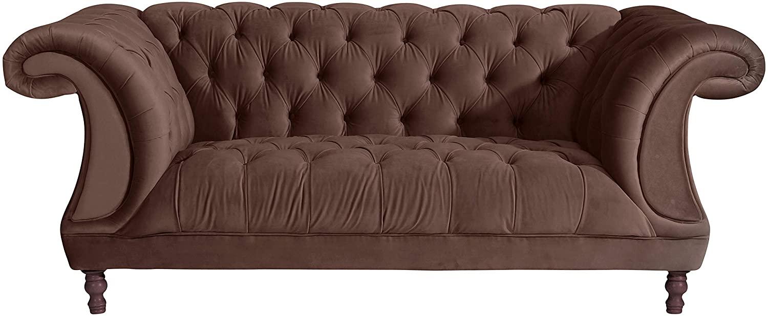 Ivette Sofa 2-Sitzer Samtvelours Braun Buche Nussbaumfarben Bild 1